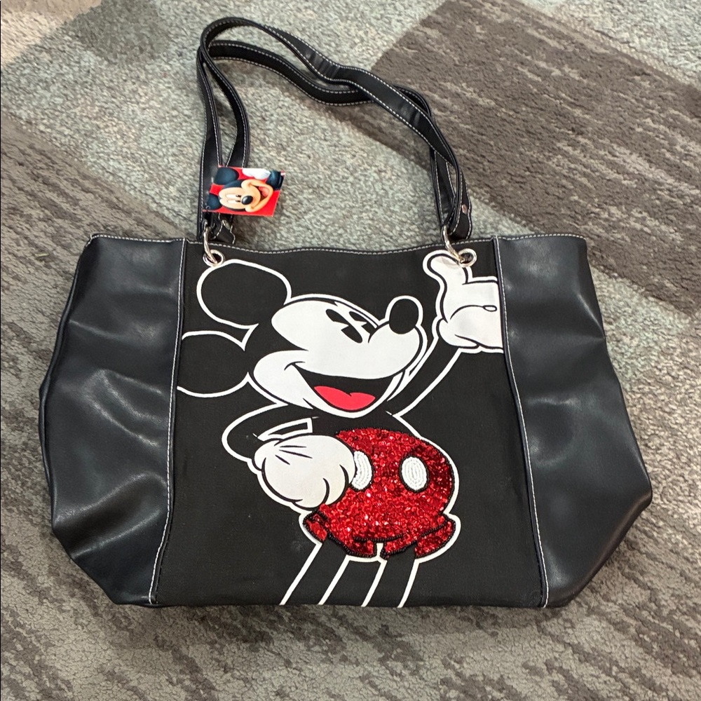 Disney Black Tote with Red Glitter Mickey